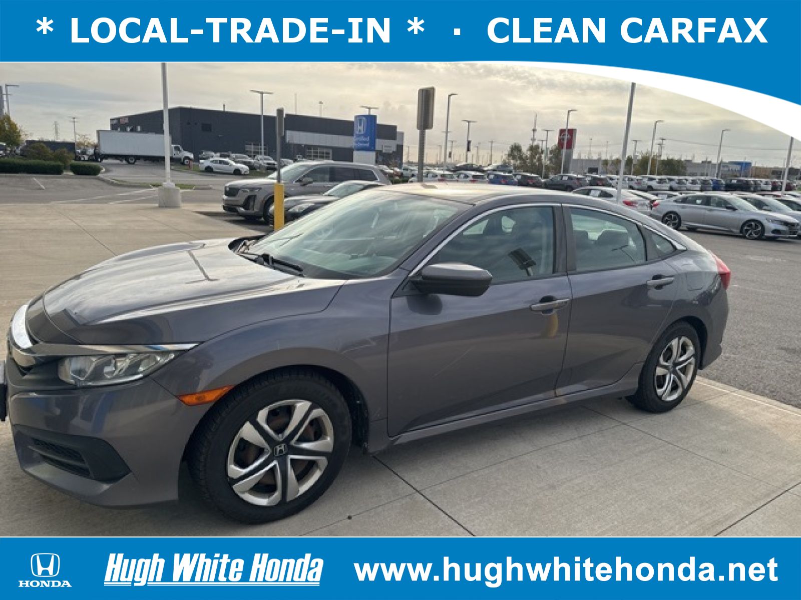 Used, 2016 Honda Civic LX, Gray, G1582A