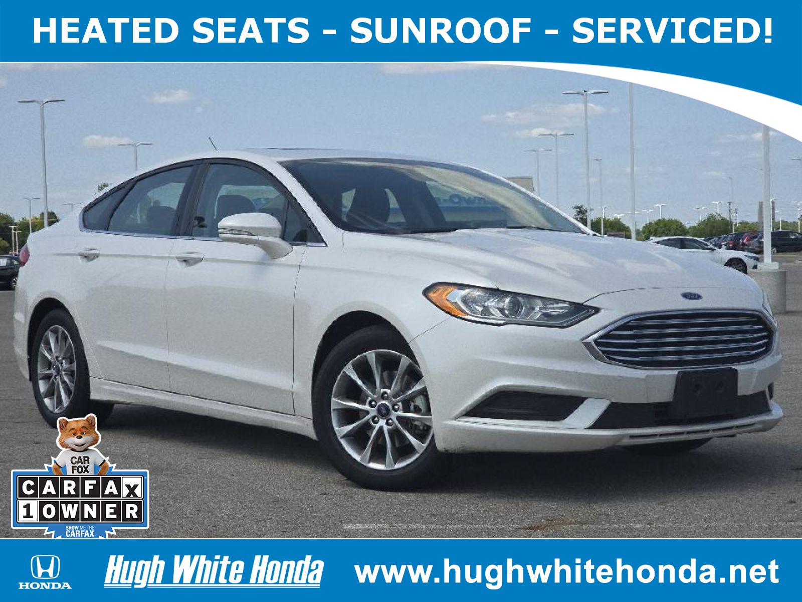 Used, 2017 Ford Fusion SE, White, G0313A-1