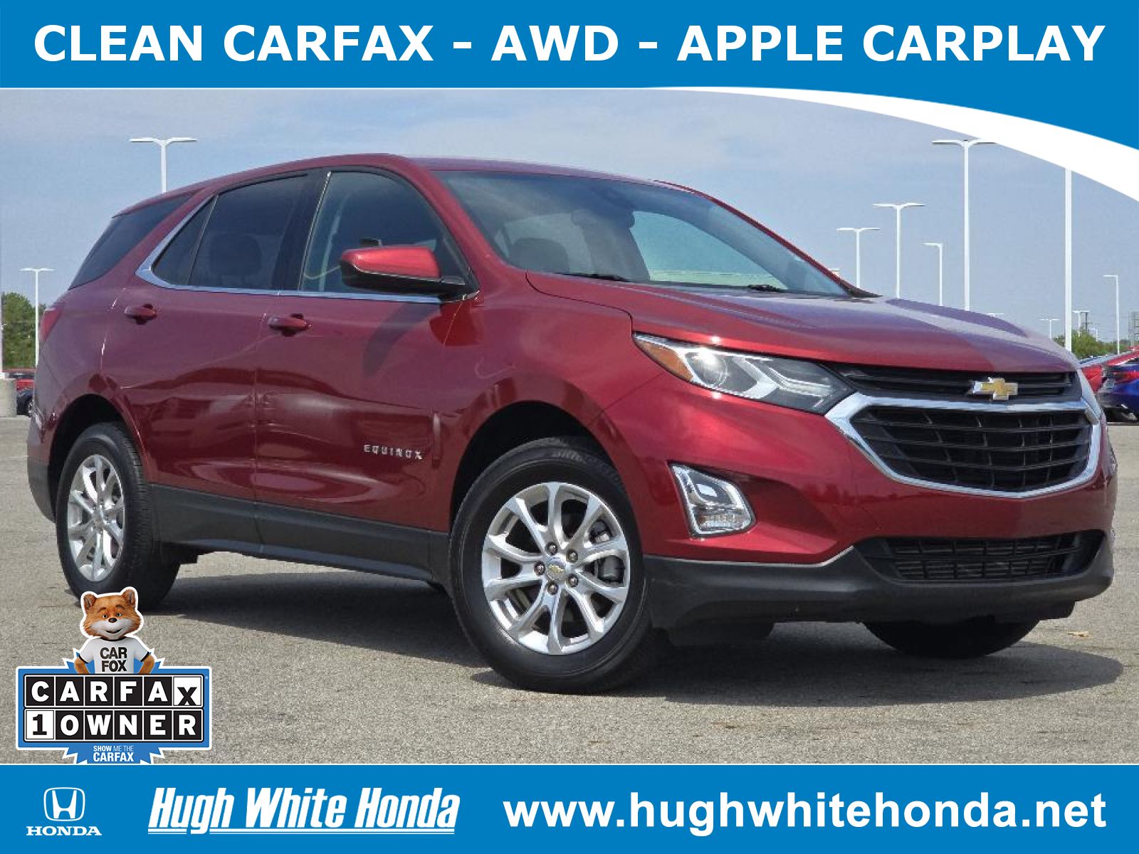 Used, 2020 Chevrolet Equinox AWD LT 1.5L Turbo, Red, P0690-1