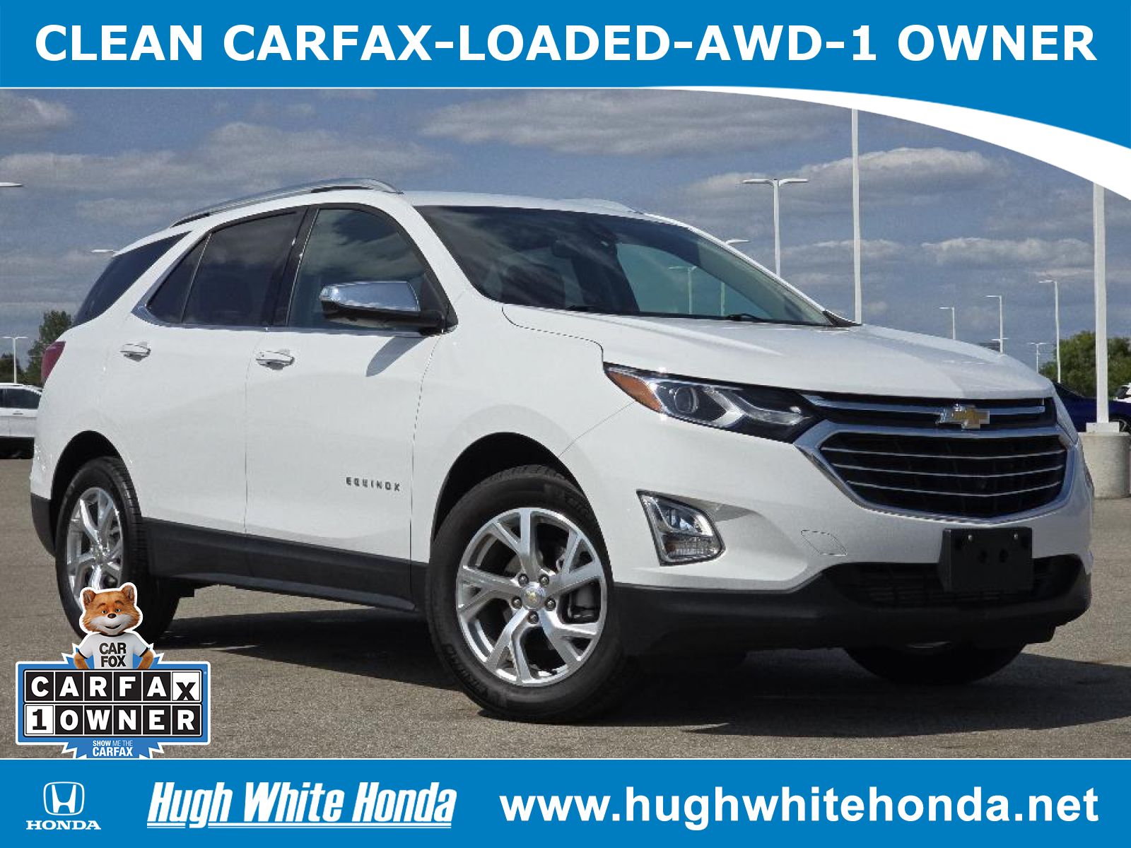 Used, 2020 Chevrolet Equinox AWD Premier 1.5L Turbo, White, P0698