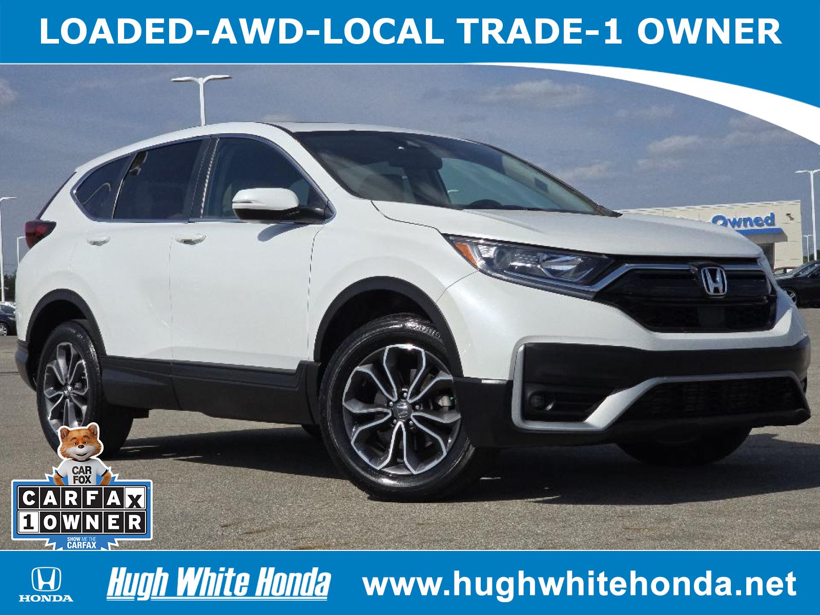 Used, 2020 Honda CR-V AWD EX-L, White, G1221B