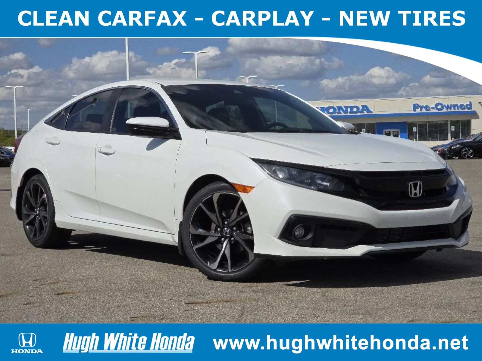 Used, 2020 Honda Civic Sport Sedan, White, P0713-1