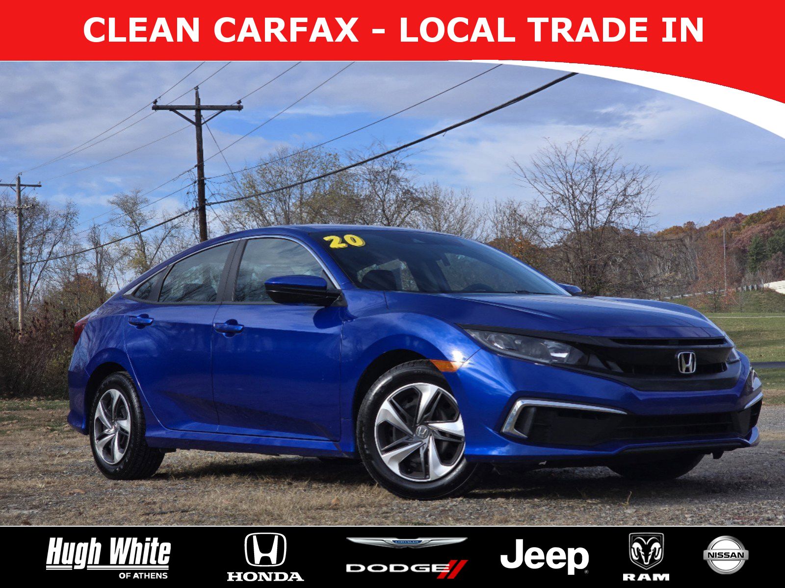 Used, 2020 Honda Civic Sedan LX, Blue, 52253531