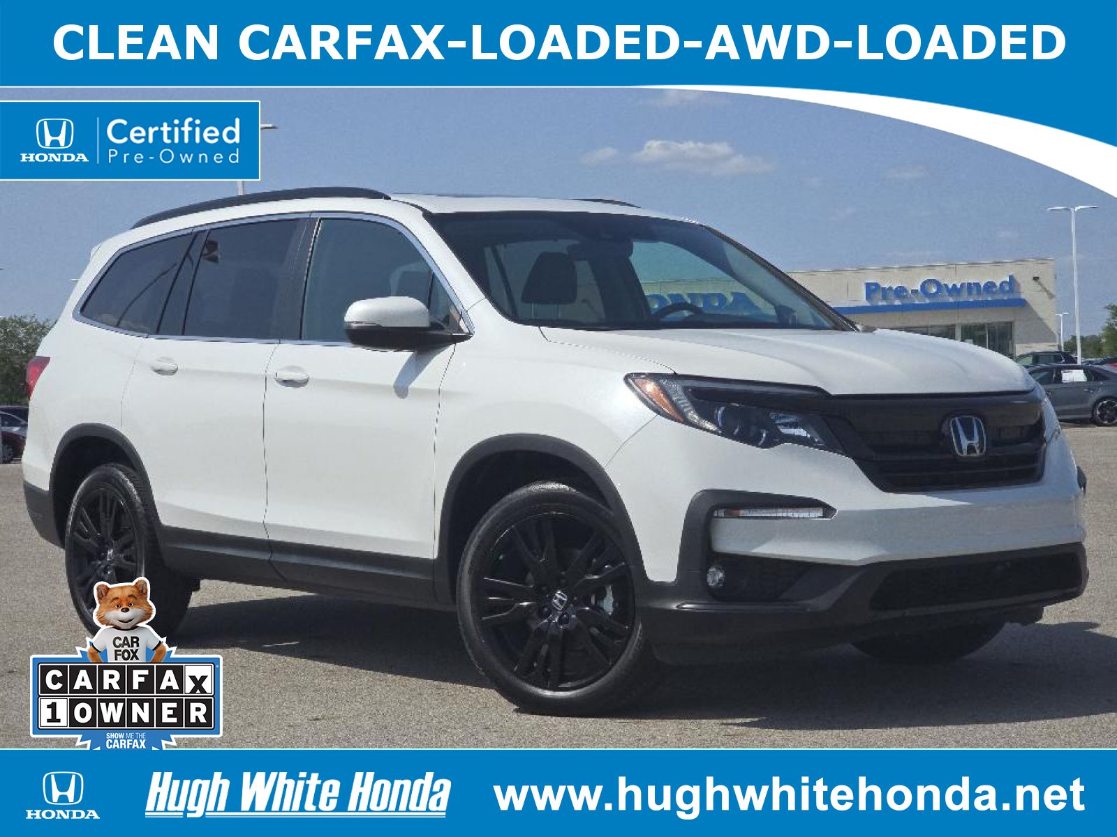 Certified, 2021 Honda Pilot AWD Special Edition, White, G0196A-1