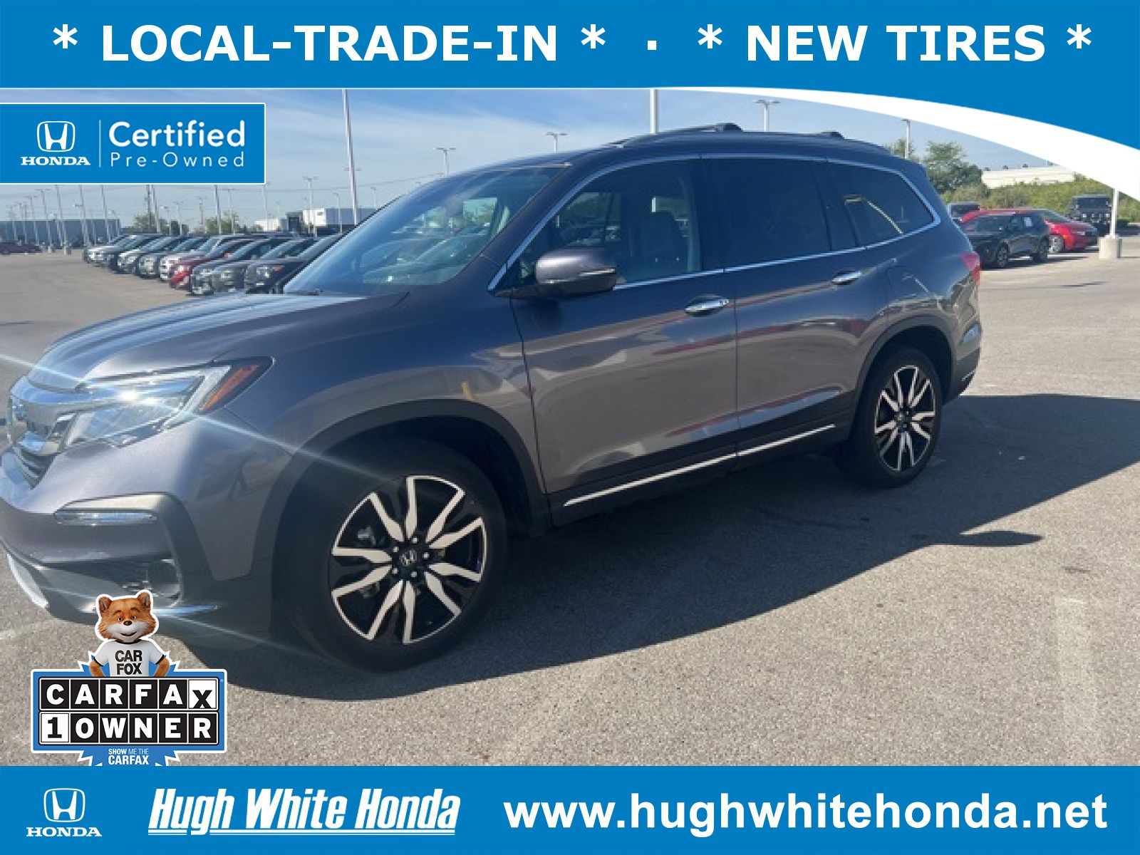 Certified, 2021 Honda Pilot AWD Touring 8 Passenger, Gray, G1513A