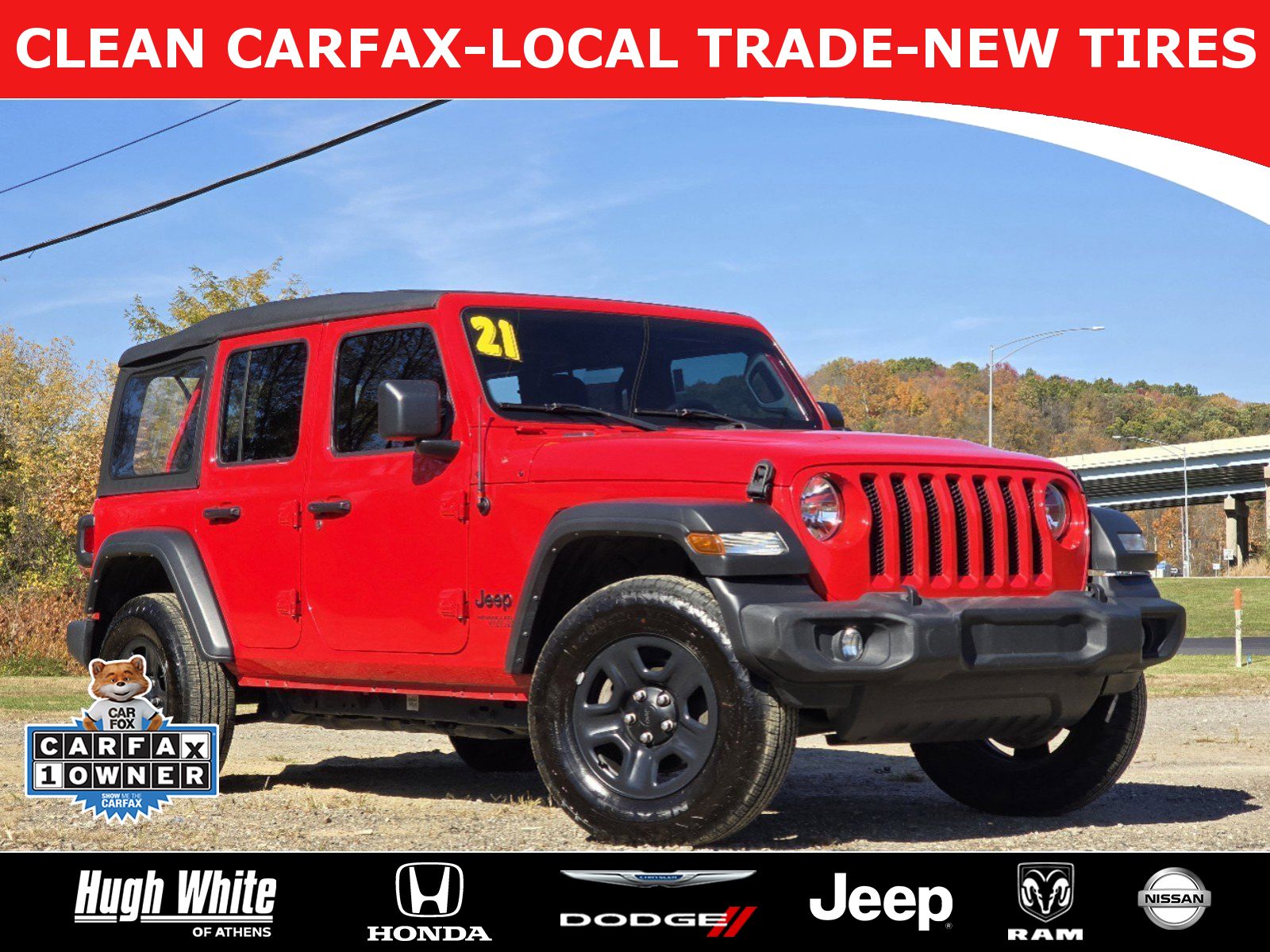 Used, 2021 Jeep Wrangler Unlimited Sport, Red, 42243451