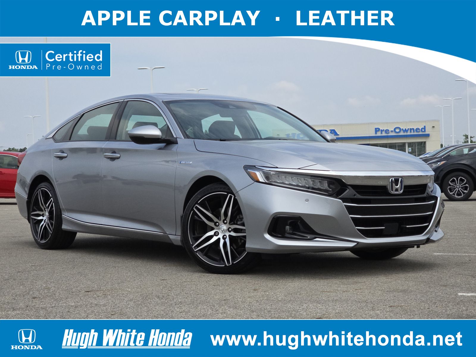 Certified, 2022 Honda Accord Hybrid Touring, Silver, G0976A