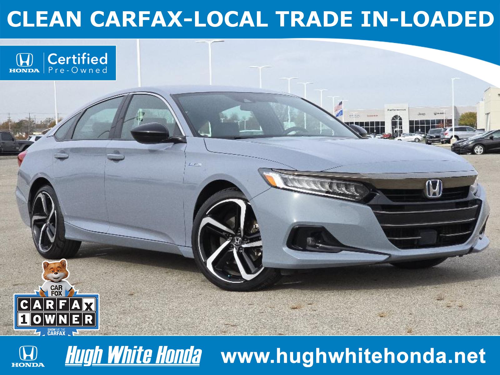 Certified, 2022 Honda Accord Hybrid Hybrid Sport, Gray, G1554A