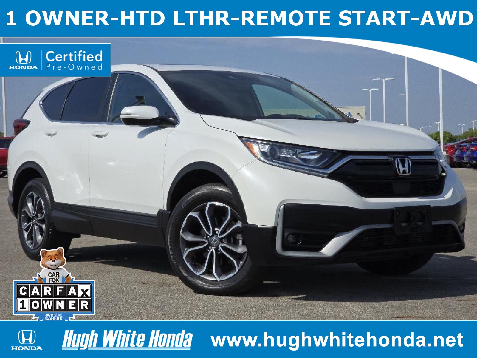 Certified, 2022 Honda CR-V AWD EX-L, White, 14138-1