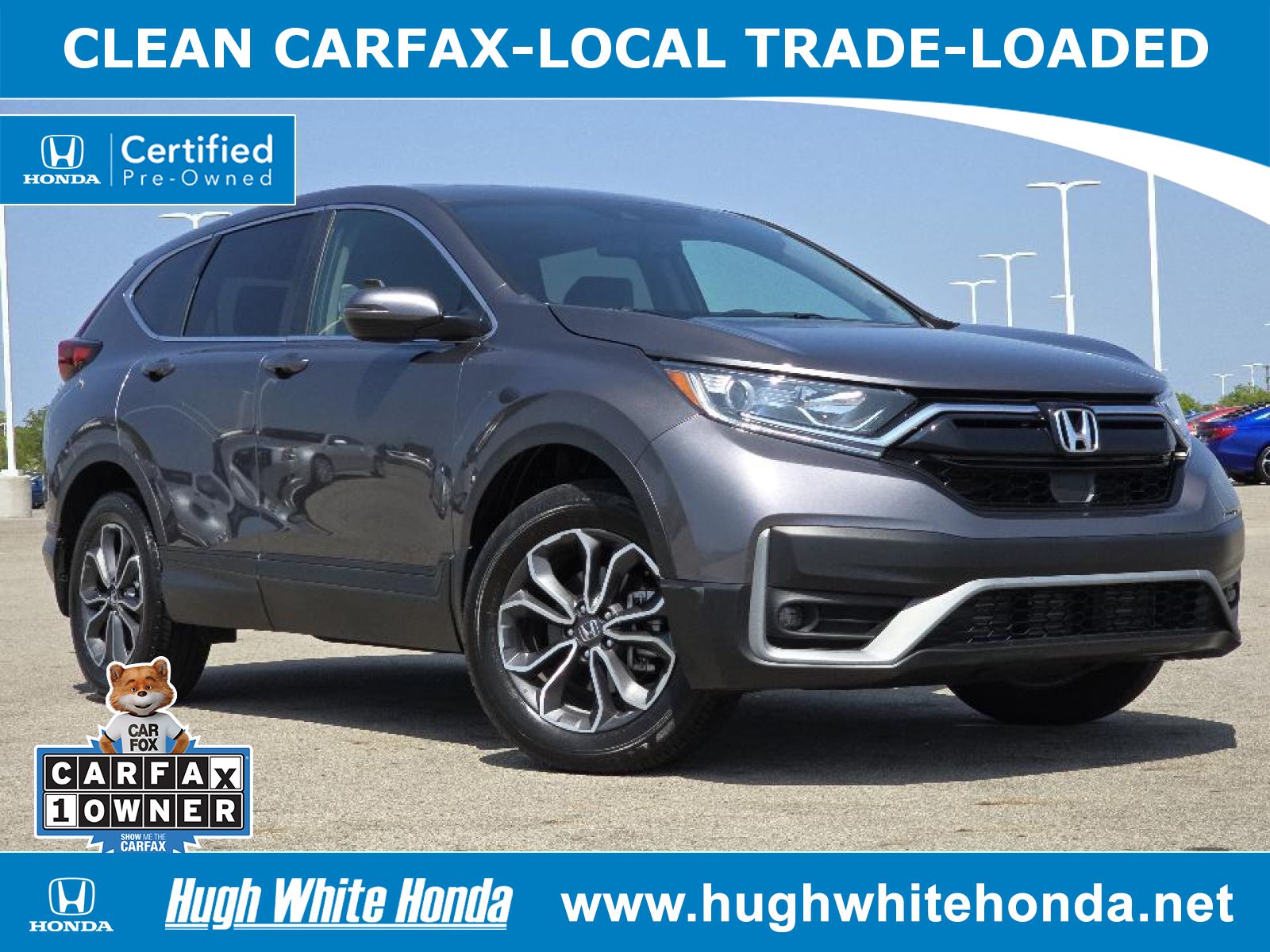 Certified, 2022 Honda CR-V AWD EX-L, Gray, G1076A