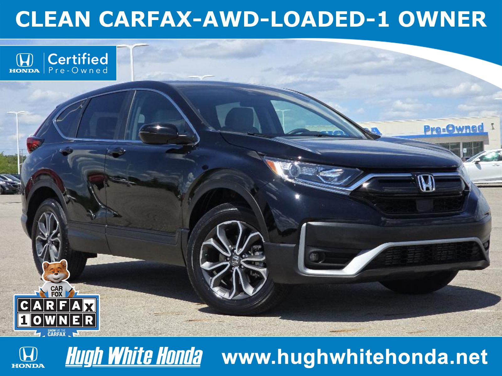 Certified, 2022 Honda CR-V AWD EX, Black, G1294A-1