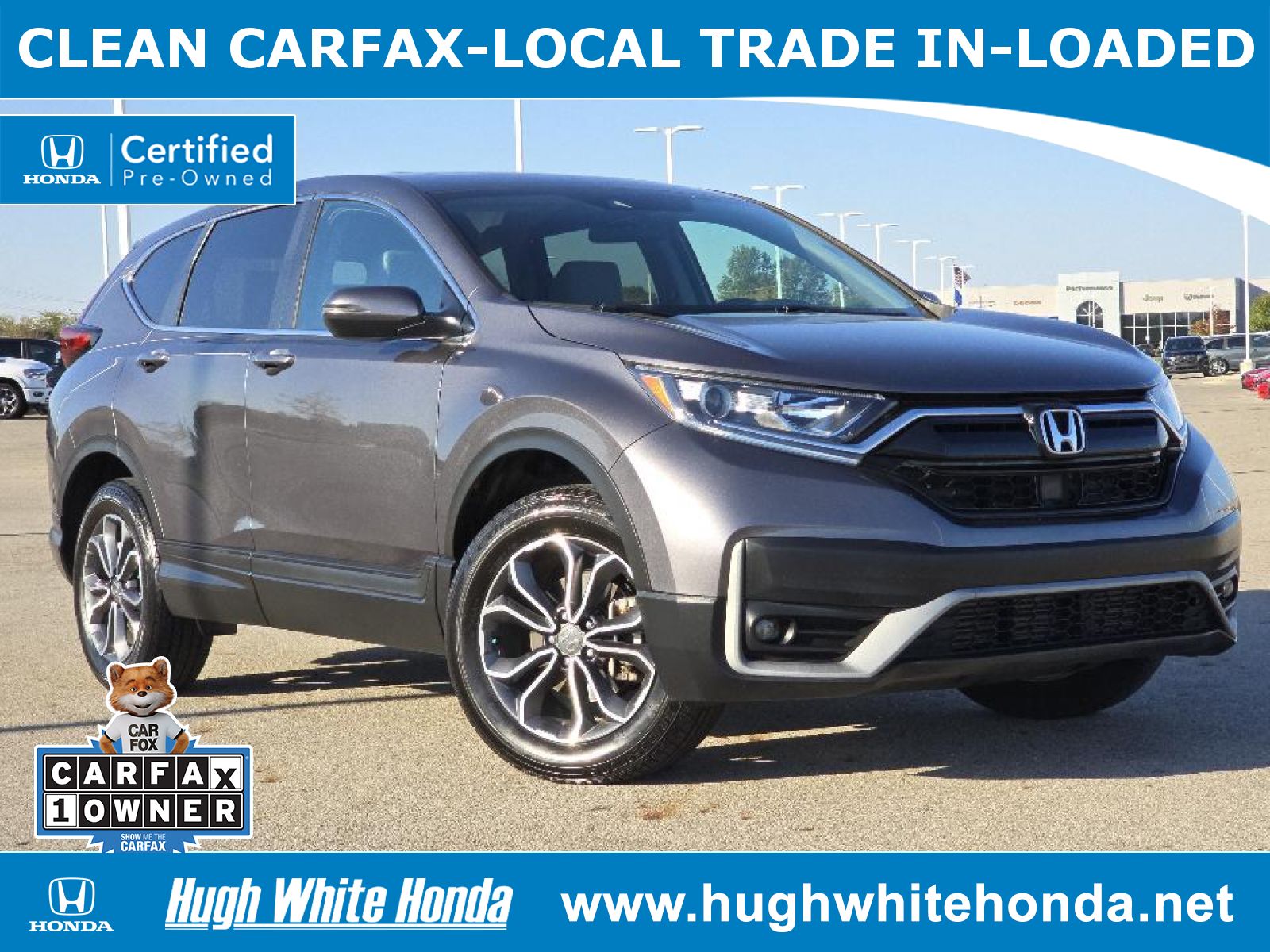 Certified, 2022 Honda CR-V AWD EX, Gray, G1759A