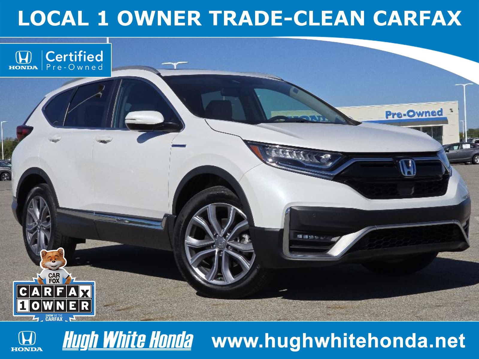 Certified, 2022 Honda CR-V Hybrid Hybrid Touring, White, G1766A