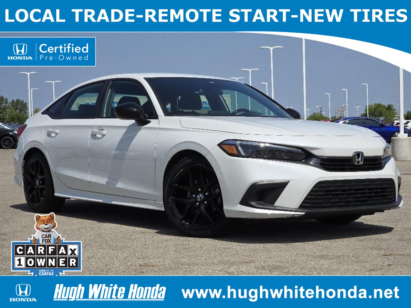 Used, 2022 Honda Civic Sport Sedan, White, G1298A-1