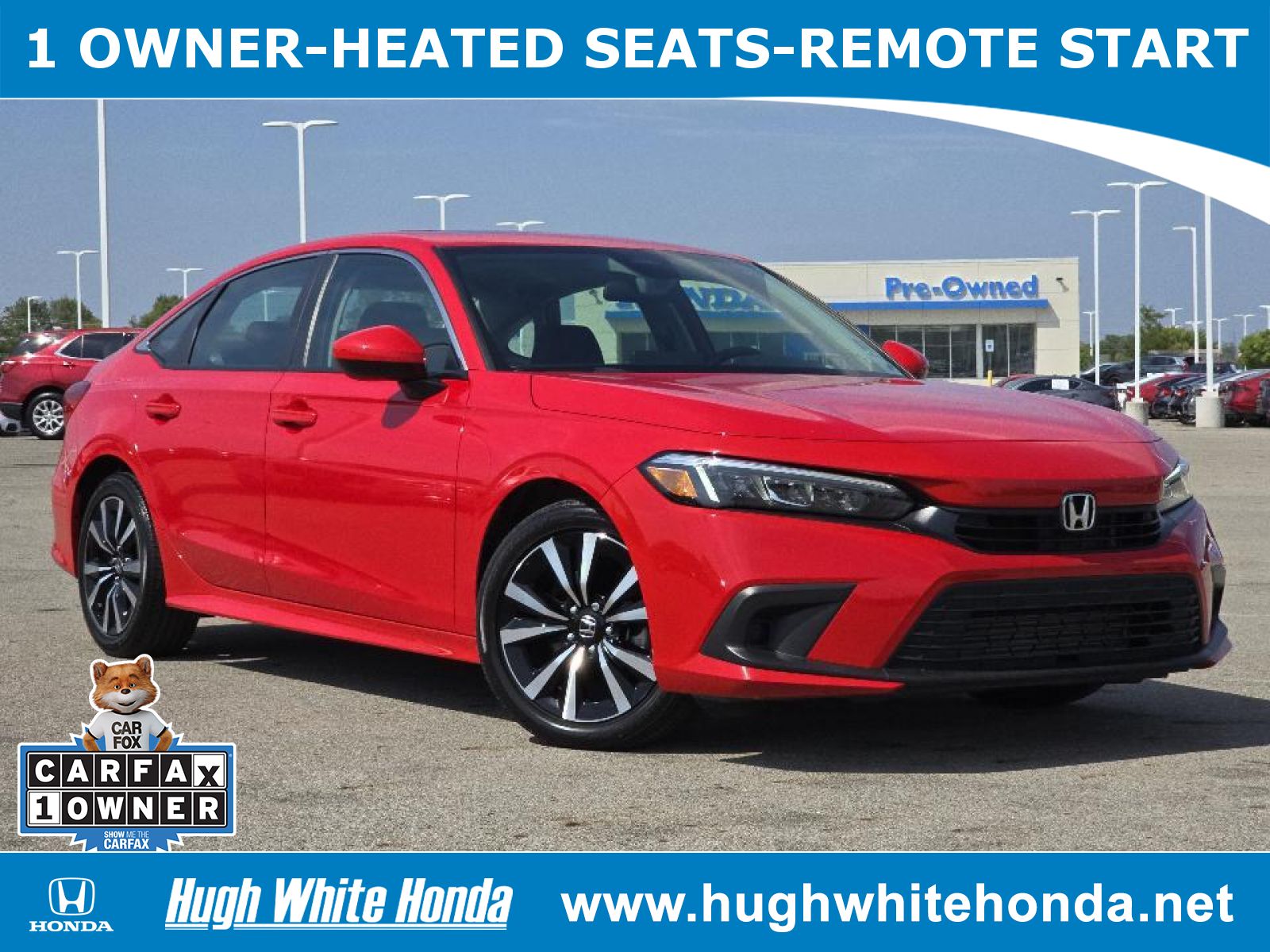 Used, 2022 Honda Civic EX Sedan, Red, P0715