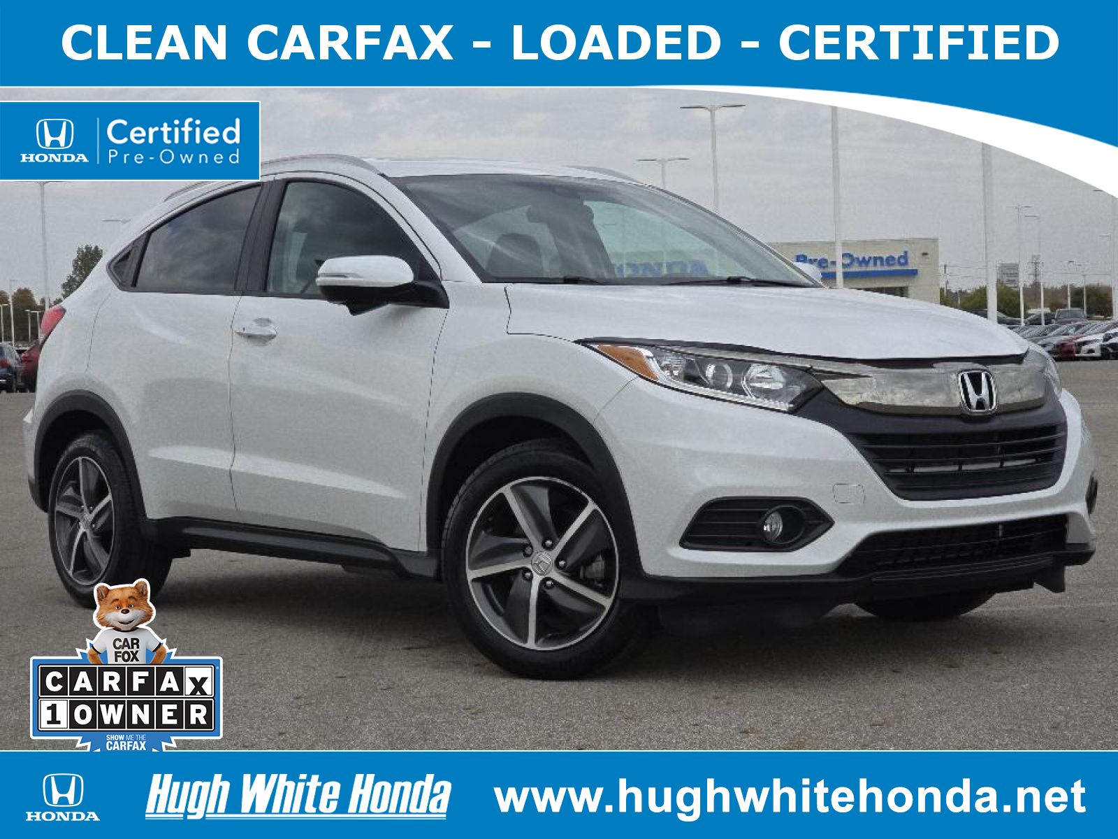 Certified, 2022 Honda HR-V 2WD EX, White, G1861A