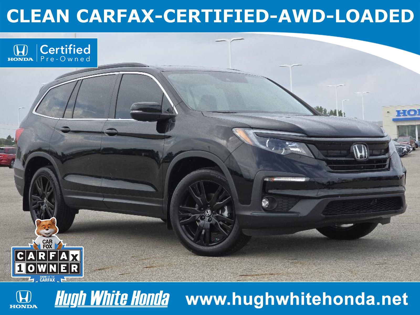 Certified, 2022 Honda Pilot AWD Special Edition, Black, G0972A-1