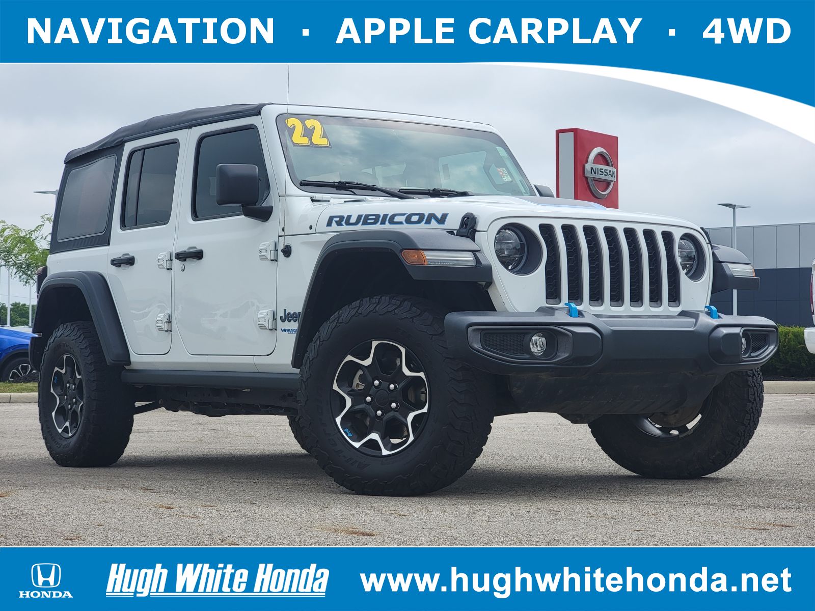 Used, 2022 Jeep Wrangler Unlimited Rubicon 4xe, White, 14081