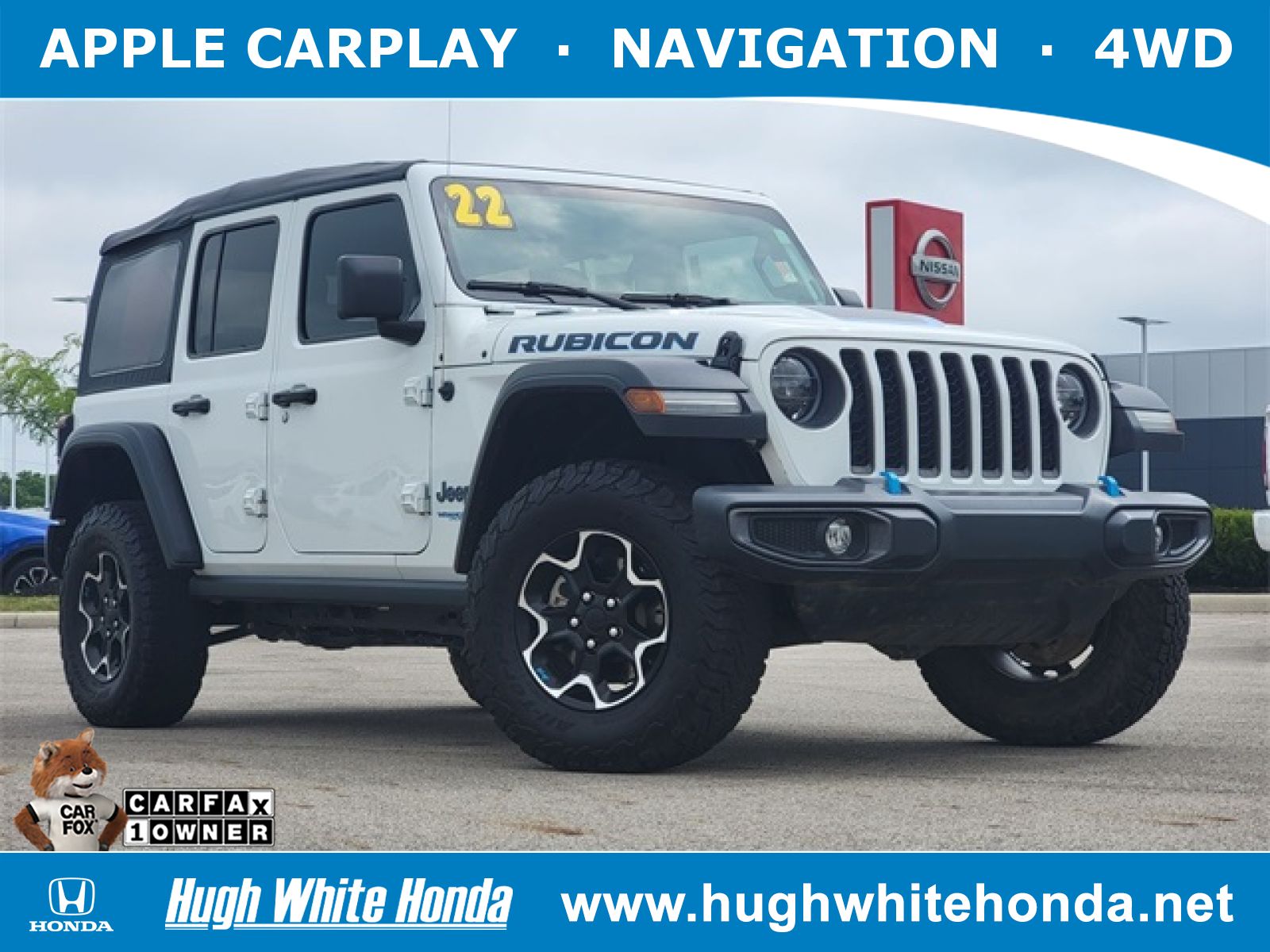 Used, 2022 Jeep Wrangler Unlimited Rubicon 4xe, White, 14081