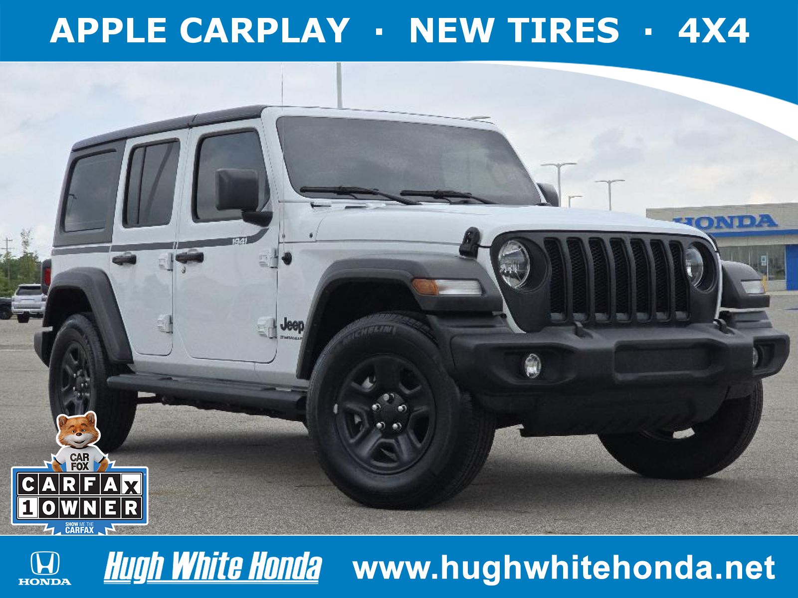 Used, 2023 Jeep Wrangler 4-Door Sport 4x4, White, G0864A